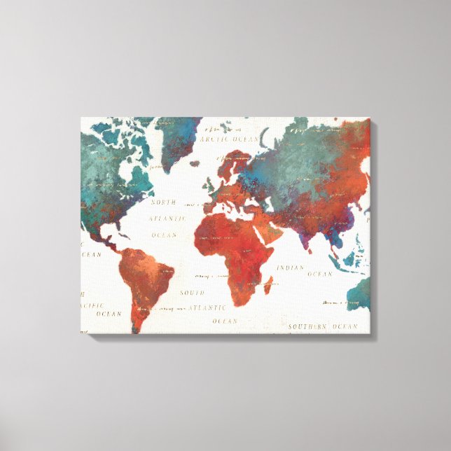 Wander Often, Wander Always Map With Quote Canvas Print (Front)