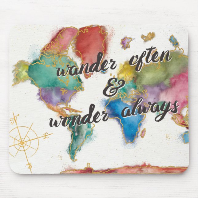 Wander Often, Wander Always Map With Quote Mouse Mat (Front)