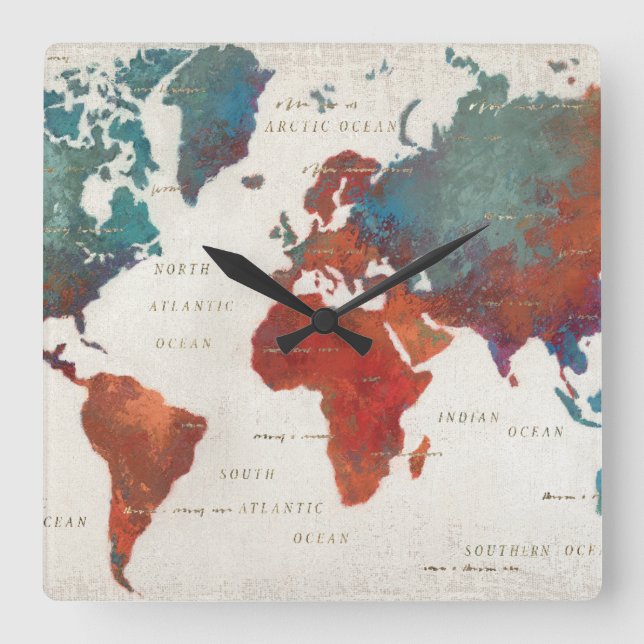 Wander Often, Wander Always Map With Quote Square Wall Clock (Front)