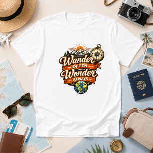 Wander Often, Wonder Always Travel Humour T-Shirt