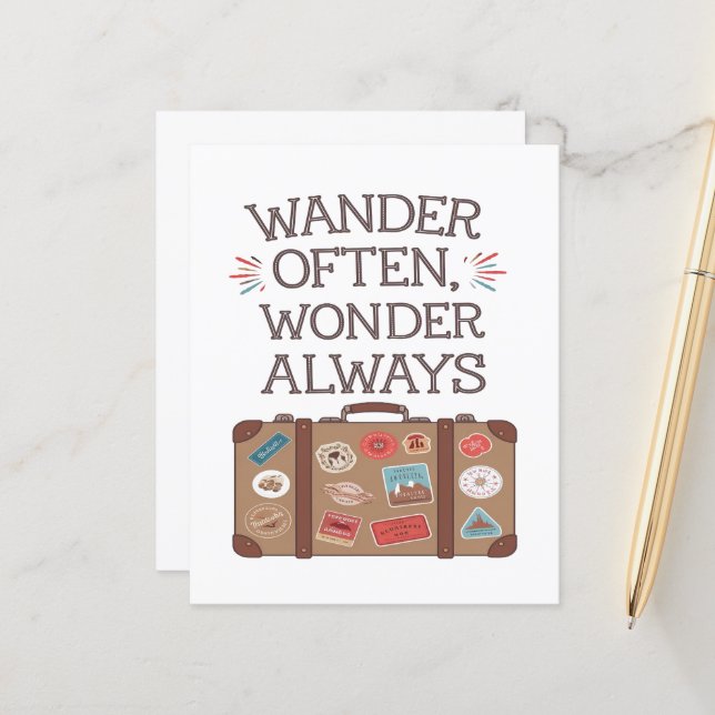 Wander Often, Wonder Always Travel Quote (Front/Back In Situ)