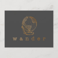 Wander Travel Quote and Globe in Black and Gold  
