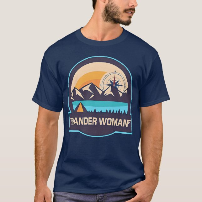 Wander Woman Camping Compass retro T-Shirt (Front)