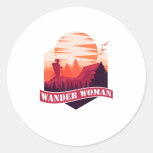 Wander Woman Hiking Adventure Mountains Classic Round Sticker