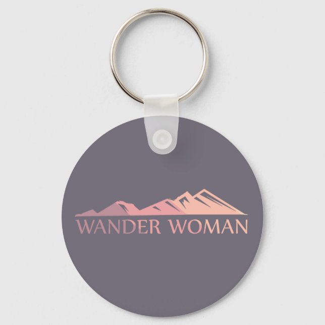 Wander woman hiking camping key ring (Front)