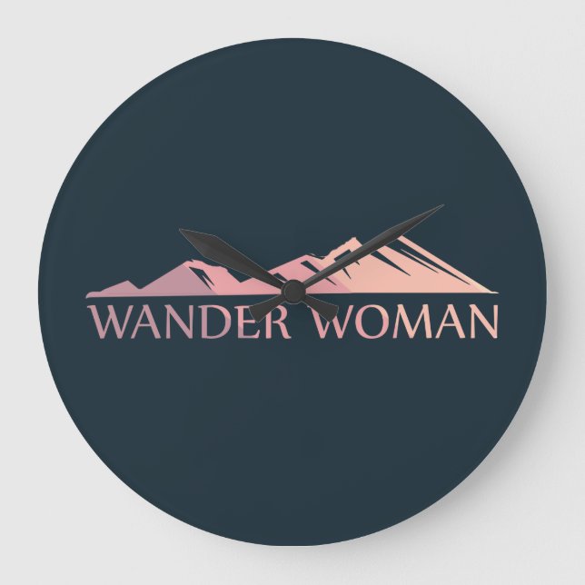 Wander woman hiking camping large clock (Front)