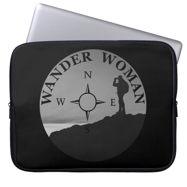 wander woman hiking laptop sleeve (Front)