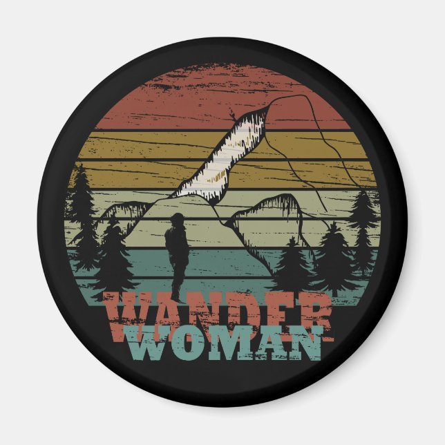 wander woman hiking magnet (Front)