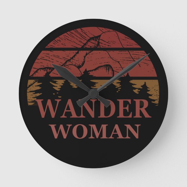 wander woman hiking round clock (Front)