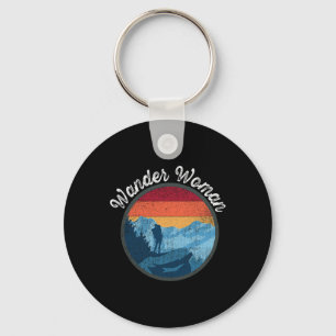 Wander Woman Retro Sunset - Climbing Hiking Outdoo Key Ring