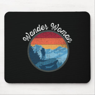 Wander Woman Retro Sunset - Climbing Hiking Outdoo Mouse Mat