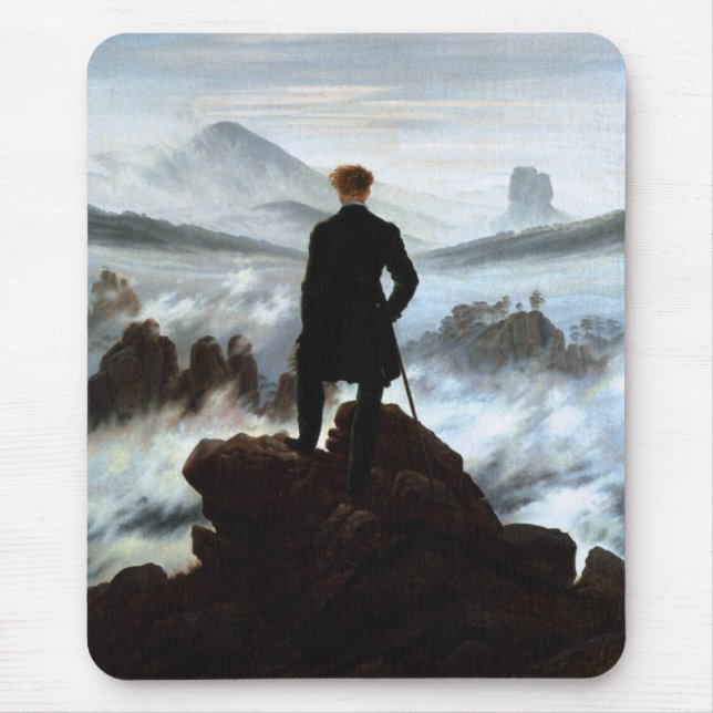Wanderer above the Sea of Fog by Friedrich Mouse Mat (Front)