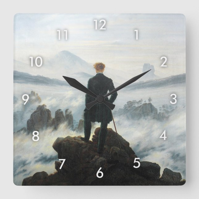 Wanderer above the Sea of Fog, Friedrich Square Wall Clock (Front)