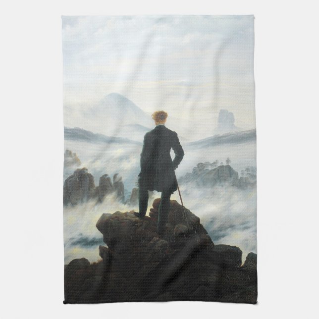 Wanderer above the Sea of Fog, Friedrich Tea Towel (Vertical)