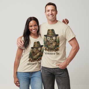Wanderer of Time – Vintage Explorer Owl T-Shirt