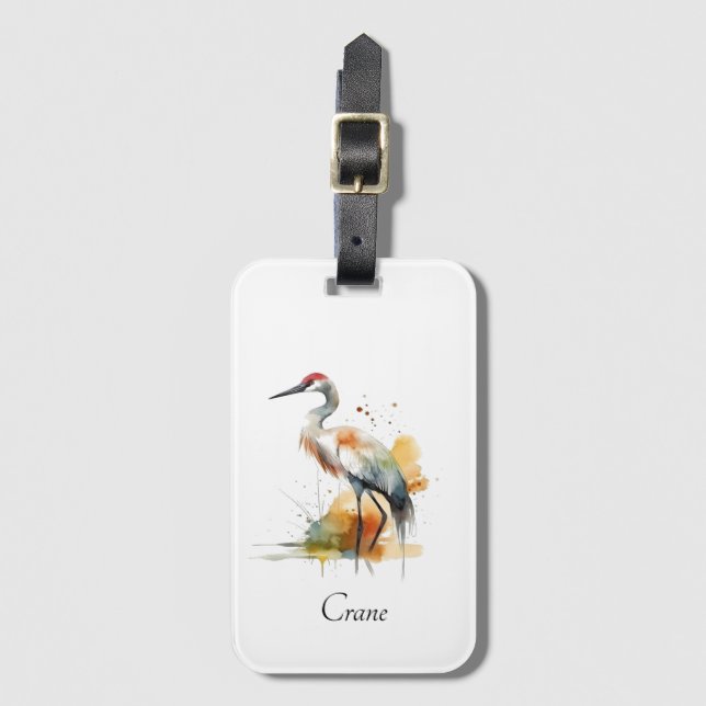 Wandering Crane, custom Luggage Tag (Front Vertical)