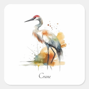 Wandering Crane, custom Square Sticker