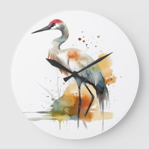 Wandering Crane Large Clock