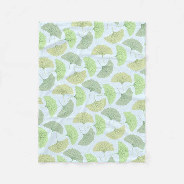 Wandering Green Gingko Fleece Blanket (Front)