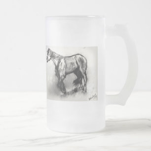 Wandering Horse Frosted Glass Beer Mug