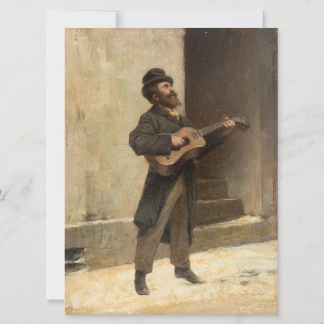 Wandering Musician With a Guitar (by Induno) Card (Front)