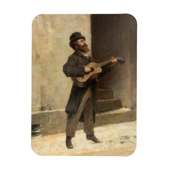 Wandering Musician With a Guitar (by Induno) Magnet (Vertical)