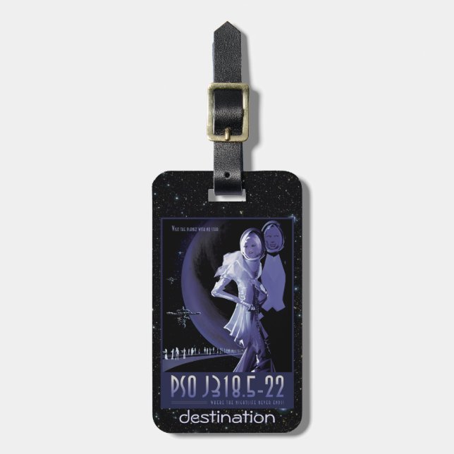 Wandering Planet advert space tourist vacation Luggage Tag (Front Vertical)