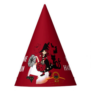 Wandering Witch Halloween Spider Web Kids Birthday Party Hat