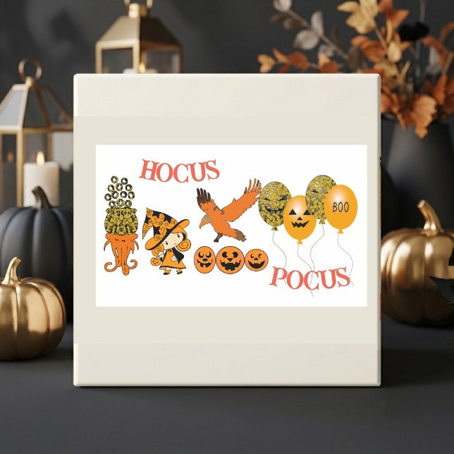 Wandering Witch Jack O Lanterns Raven Hocus Pocus  Rectangular Sticker (Wandering Witch Jack O Lanterns Raven Hocus Pocus Rectangular Sticker)
