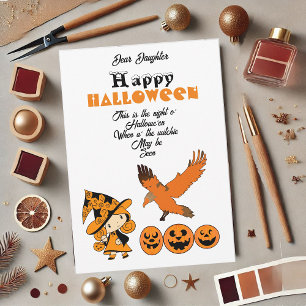 Wandering Witch Spooky Jack O Lanterns Halloween Holiday Card