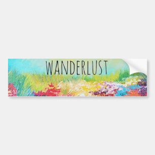 WANDERLUST Abstract Nature Art Typography Painting Bumper Sticker