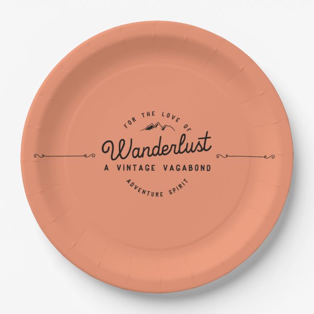 Wanderlust Adventure Camping Paper Plate (Front)