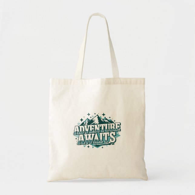 Wanderlust and Travel Quote with Pine Trees Tote Bag (Front)