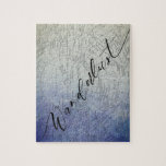 Wanderlust Blue Ombre Watercolor Vintage World Map Jigsaw Puzzle<br><div class="desc">Wanderlust Blue Ombre Watercolor Vintage World Map Design. With Pretty Fading Sepia to sky blue Background, Vintage Antique Travel Map Overlay, and Trendy Chic Brush Script Typography. Makes a great adventure gift for family members, for her, Teens, Wife, Friends, and more. Custom Puzzle! ~ Check my shop to see the...</div>