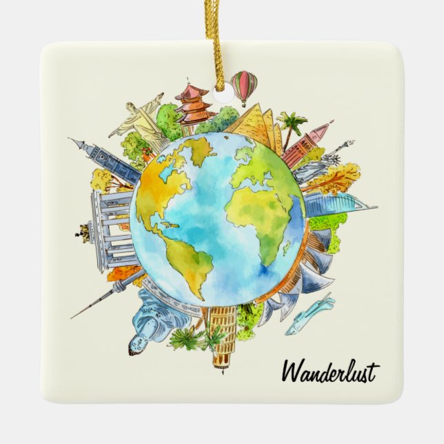 Wanderlust Ceramic Ornament (Front)