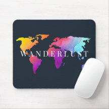 Wanderlust Colorful World Map mouse pad