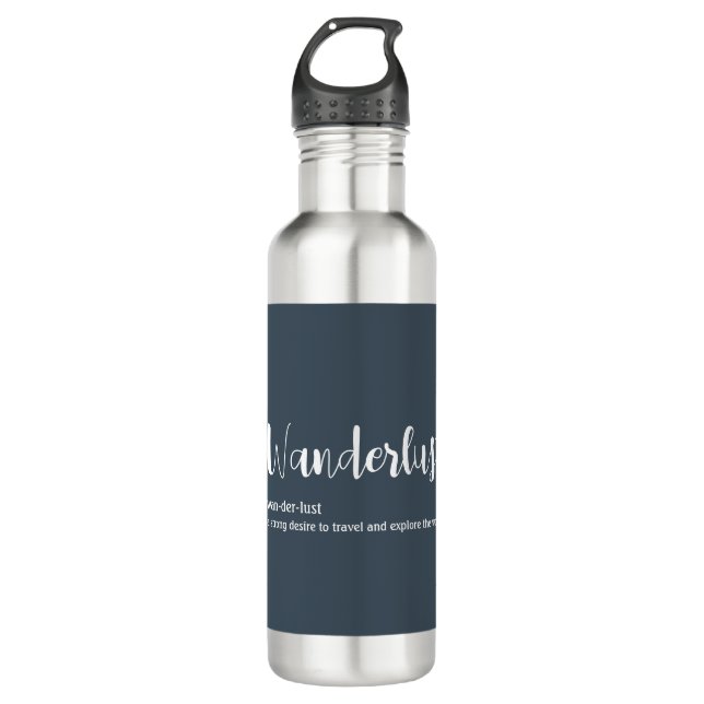 Wanderlust definition white grey blue colour 710 ml water bottle (Front)