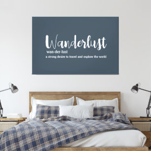 Wanderlust definition white grey blue colour canvas print