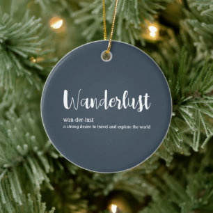 Wanderlust definition white grey blue colour ceramic tree decoration