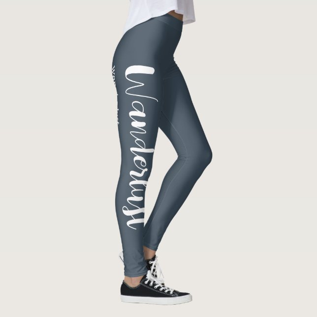 Wanderlust definition white grey blue colour leggings (Right)