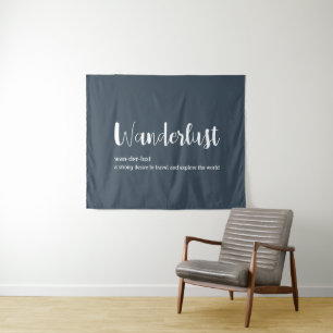 Wanderlust definition white grey blue colour tapestry