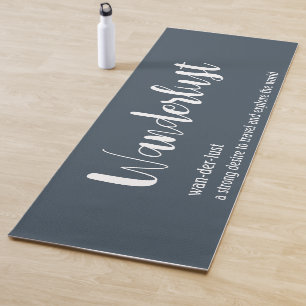 Wanderlust definition white grey blue colour yoga mat