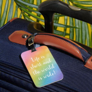 Wanderlust Dreams Watercolor Rainbow Travel Quote Luggage Tag