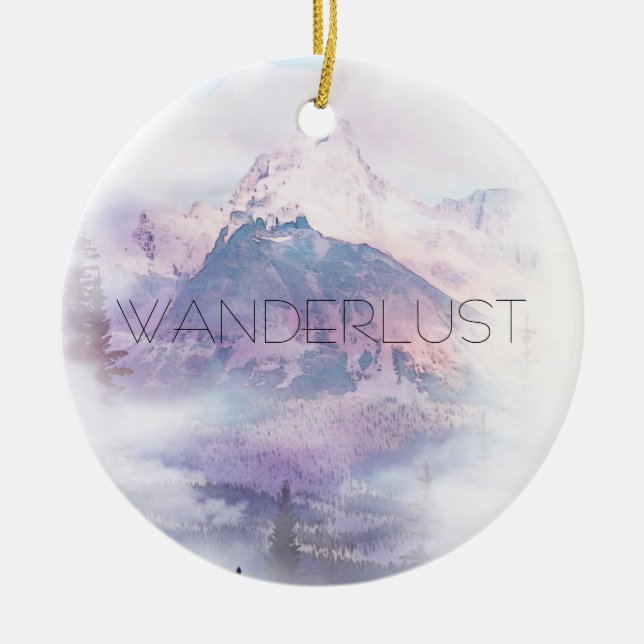 Wanderlust Dreamscape Mountain Ceramic Tree Decoration (Front)