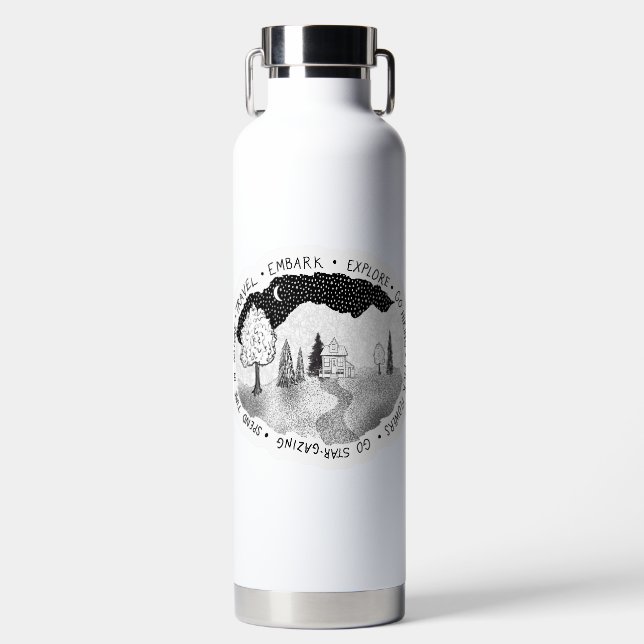 Wanderlust for Nature Lovers & Adventurers  Water Bottle (Front)