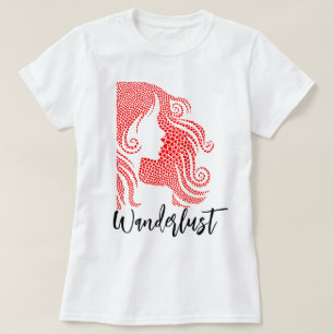 Wanderlust Girl's Silhouette in Red Hearts  T-Shirt