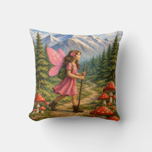 Wanderlust Mountain Fairy Hiker Fairycore Mushroom Cushion