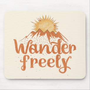 Wanderlust Mountain Sun Boho Typography Mouse Mat