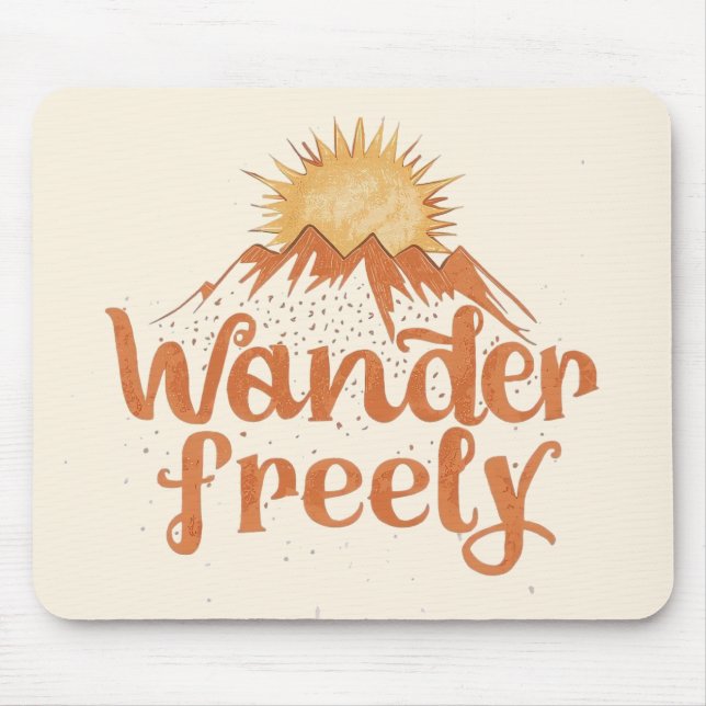 Wanderlust Mountain Sun Boho Typography Mouse Mat (Front)
