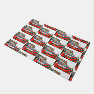 Wanderlust Red London Bus Ride Traveller Funky Fu Doormat